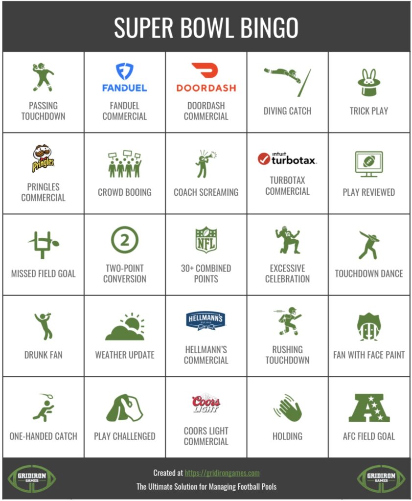 Super Bowl Bingo 2024 Free Printable Cards Commercial Bingo