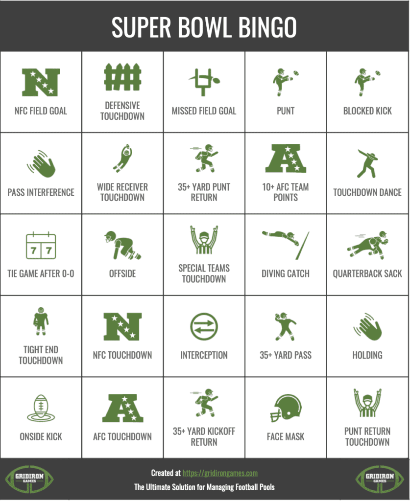 Super Bowl Bingo Cards 2025