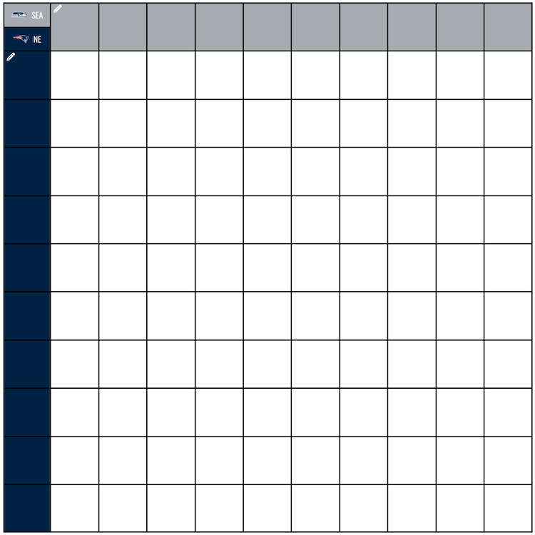 NFL Football Squares Pool Grid